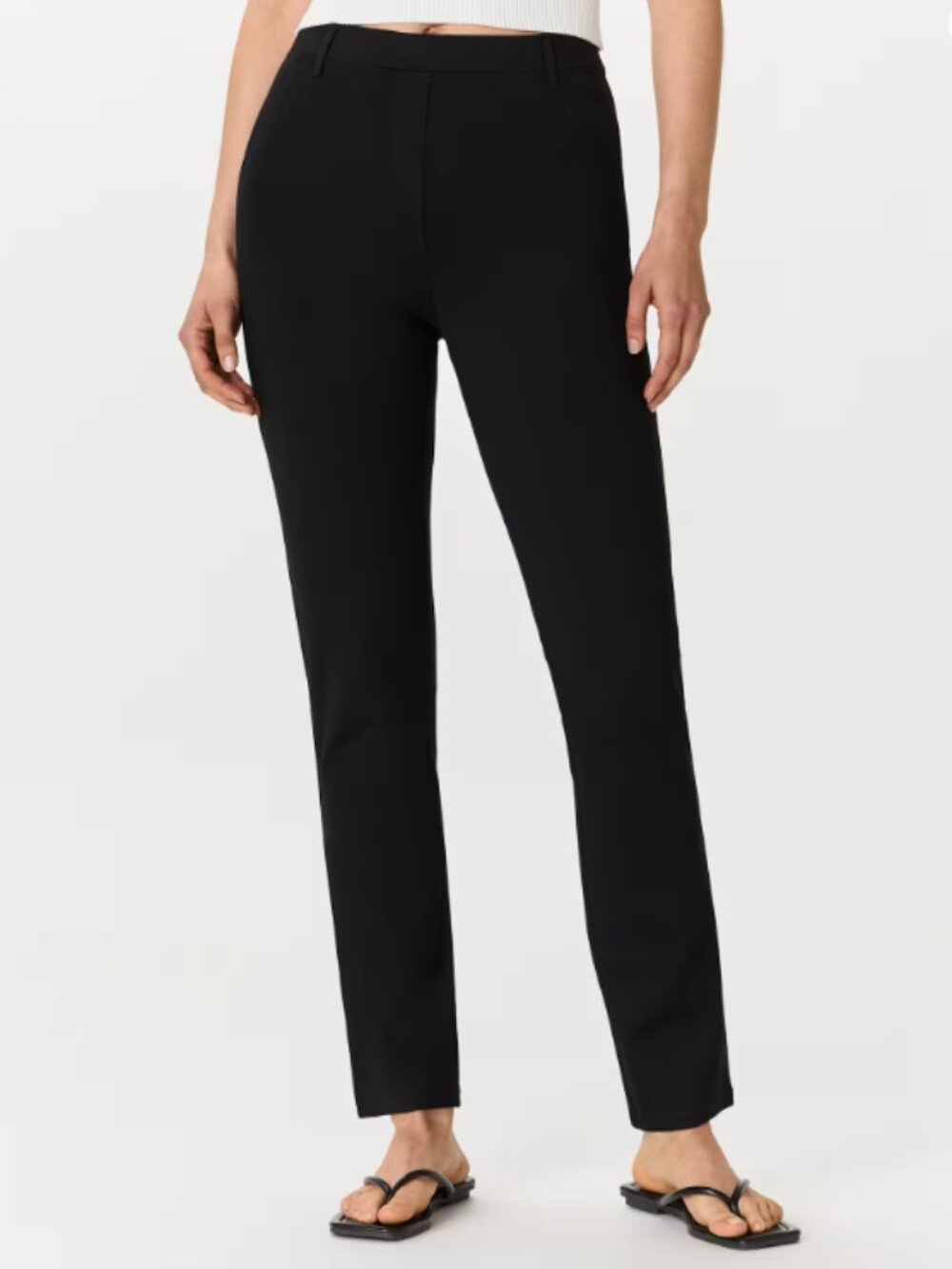 Quince Ultra Stretch Ponte Pull on Pants Black Straight Leg Size Small